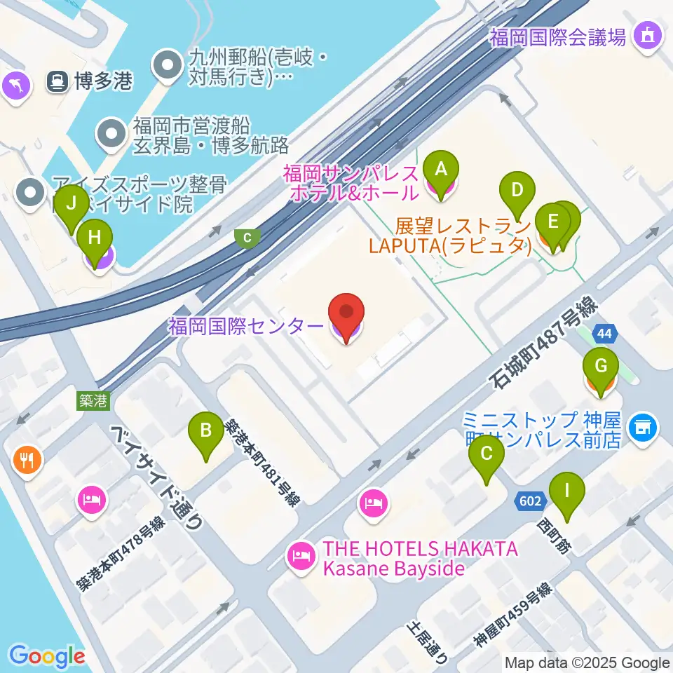 福岡国際センター周辺のファミレス・ファーストフード一覧地図