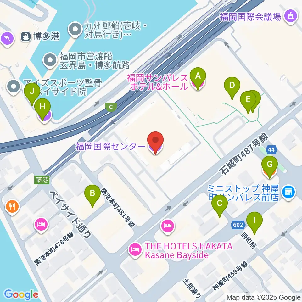 福岡国際センター周辺のファミレス・ファーストフード一覧地図