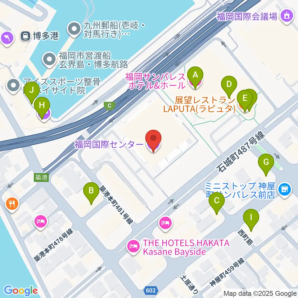 福岡国際センター周辺のファミレス・ファーストフード一覧地図
