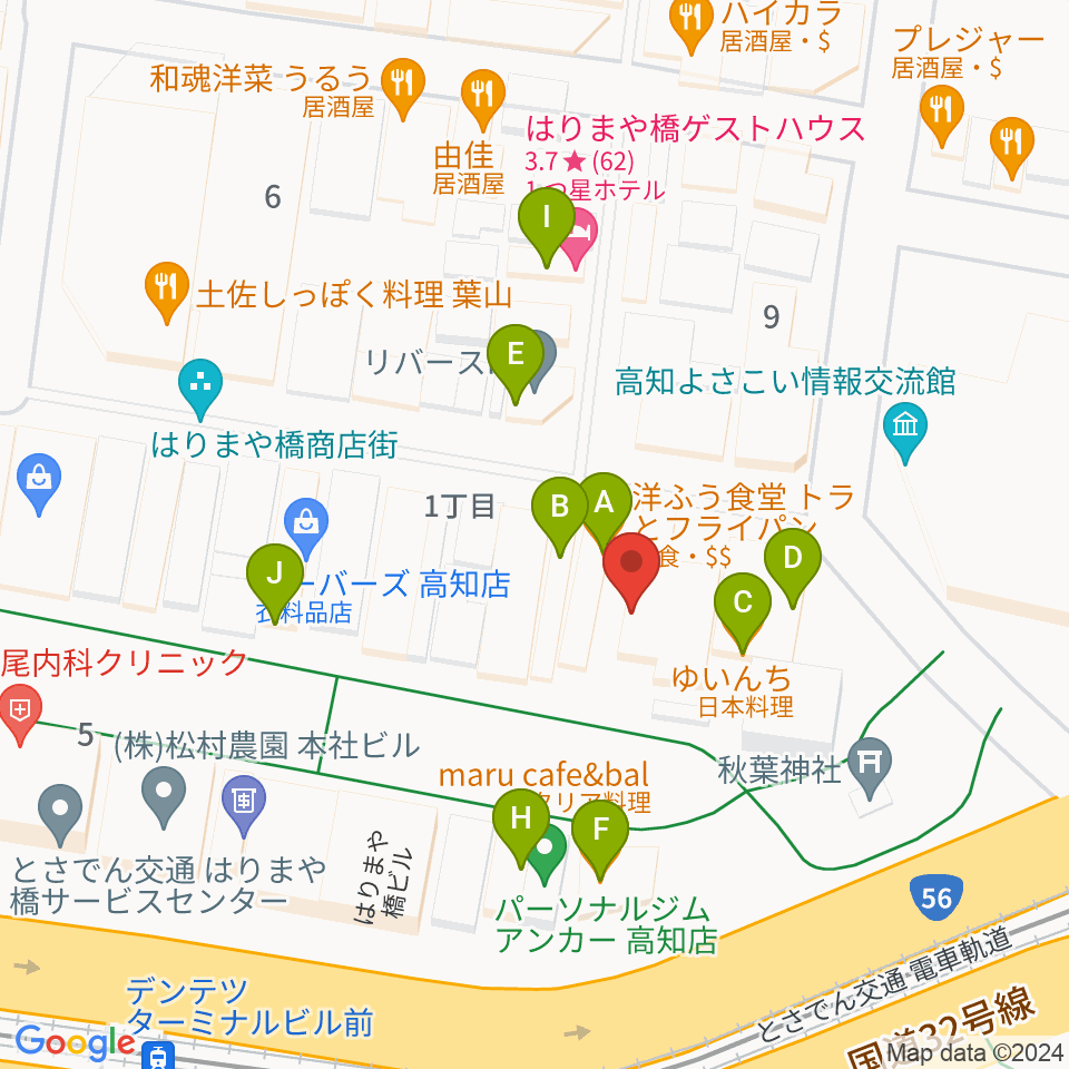 BeeStation周辺のファミレス・ファーストフード一覧地図