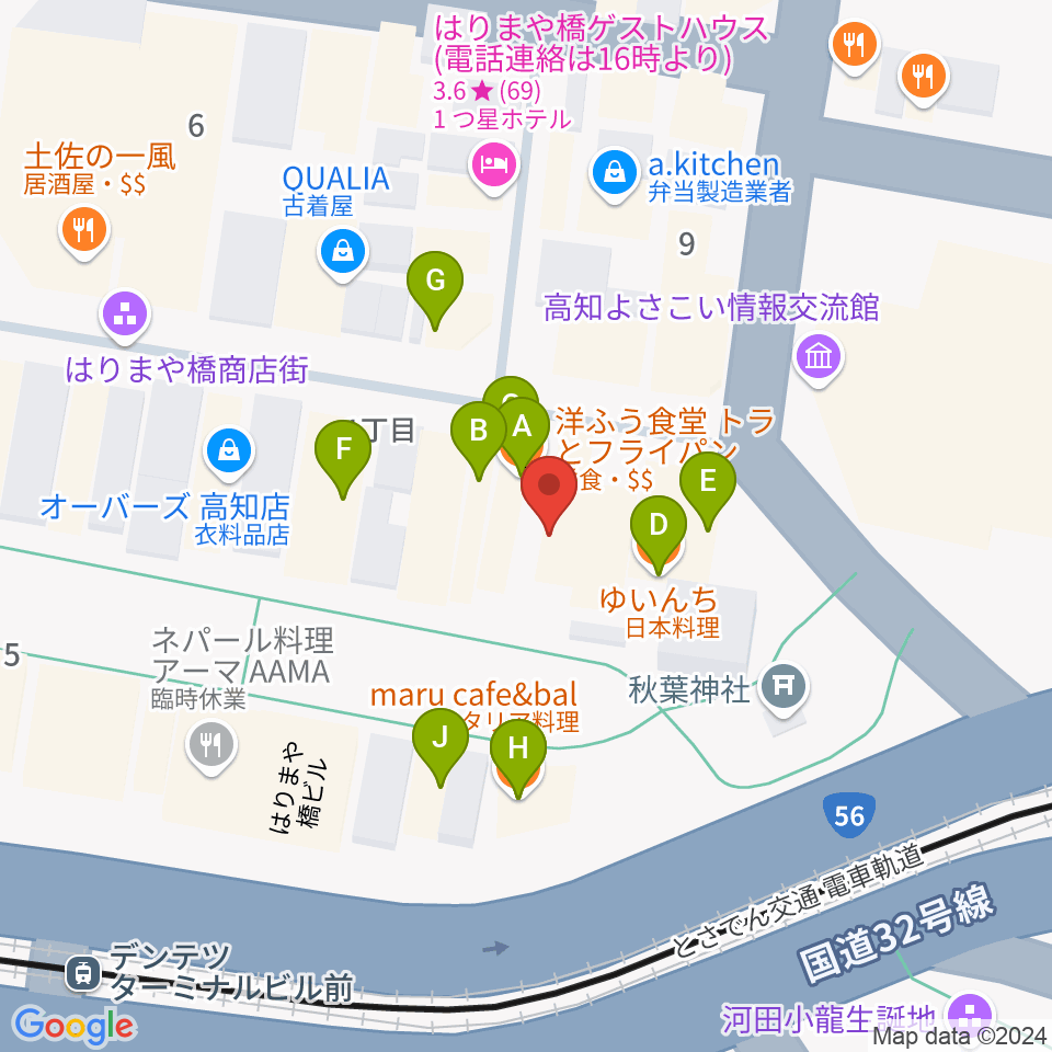 BeeStation周辺のファミレス・ファーストフード一覧地図