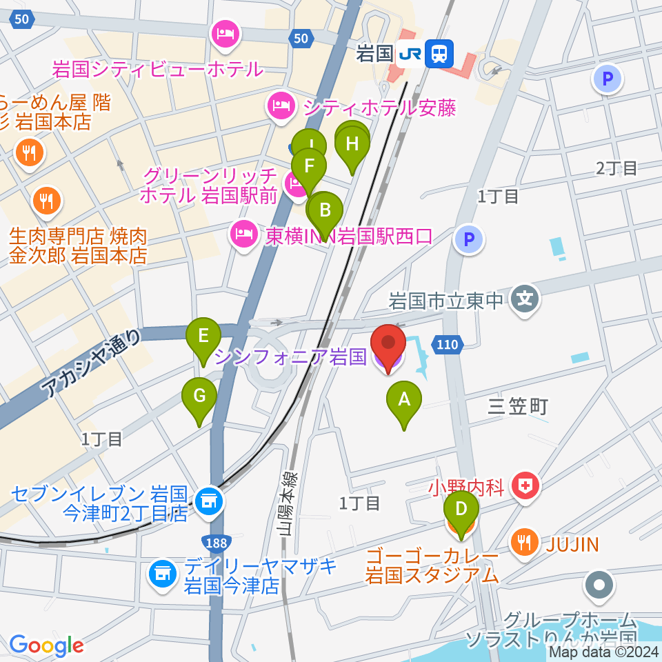 シンフォニア岩国周辺のファミレス・ファーストフード一覧地図