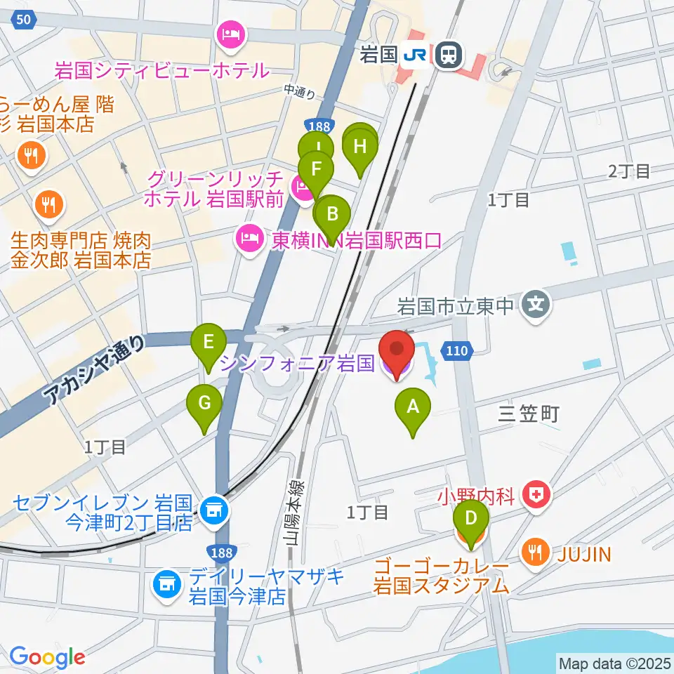 シンフォニア岩国周辺のファミレス・ファーストフード一覧地図