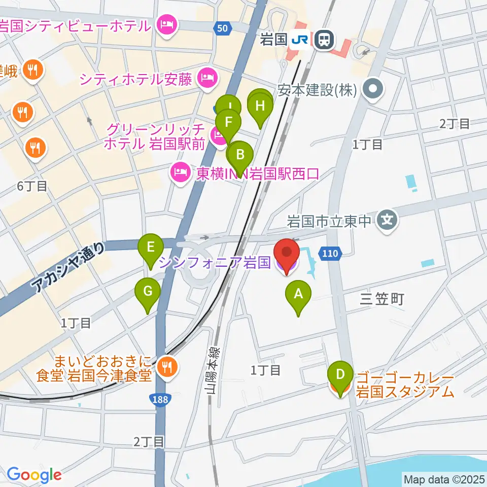 シンフォニア岩国周辺のファミレス・ファーストフード一覧地図