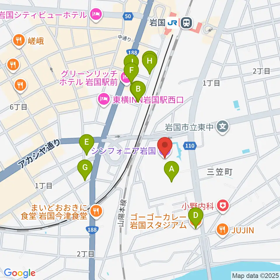 シンフォニア岩国周辺のファミレス・ファーストフード一覧地図