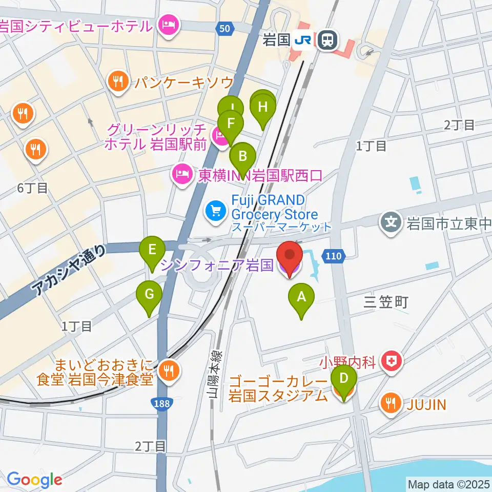 シンフォニア岩国周辺のファミレス・ファーストフード一覧地図