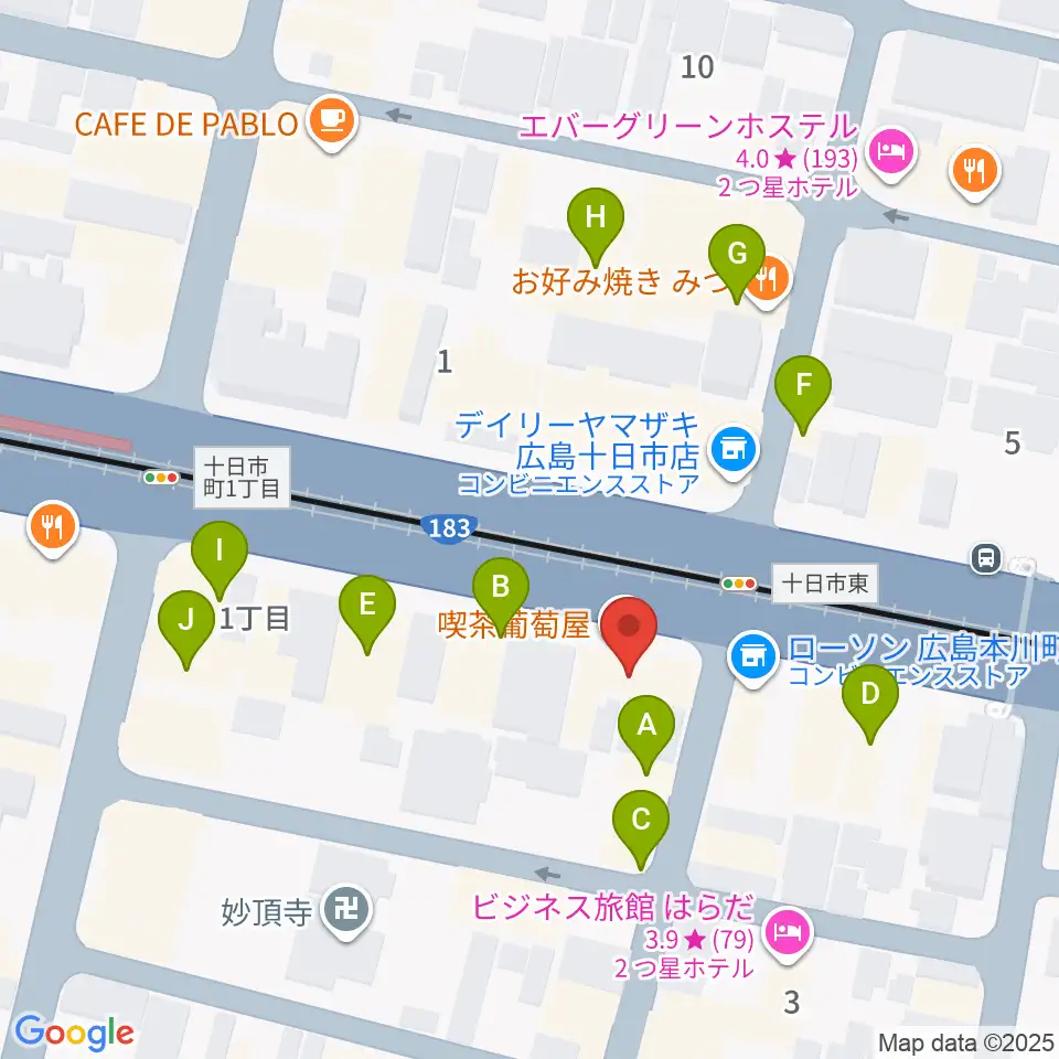音楽喫茶ヲルガン座周辺のファミレス・ファーストフード一覧地図