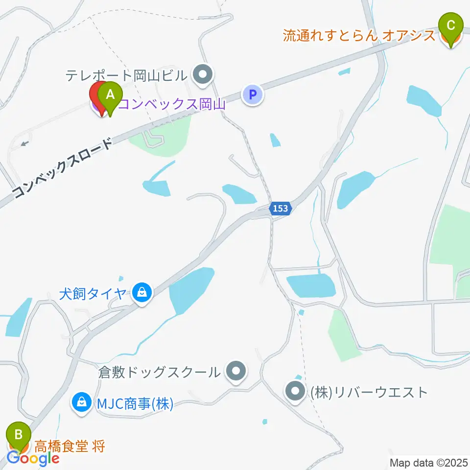 コンベックス岡山周辺のファミレス・ファーストフード一覧地図