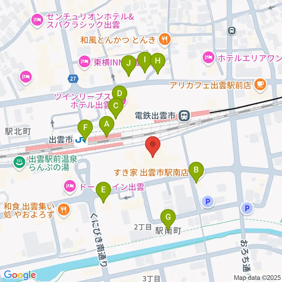 ビッグハート出雲周辺のファミレス・ファーストフード一覧地図