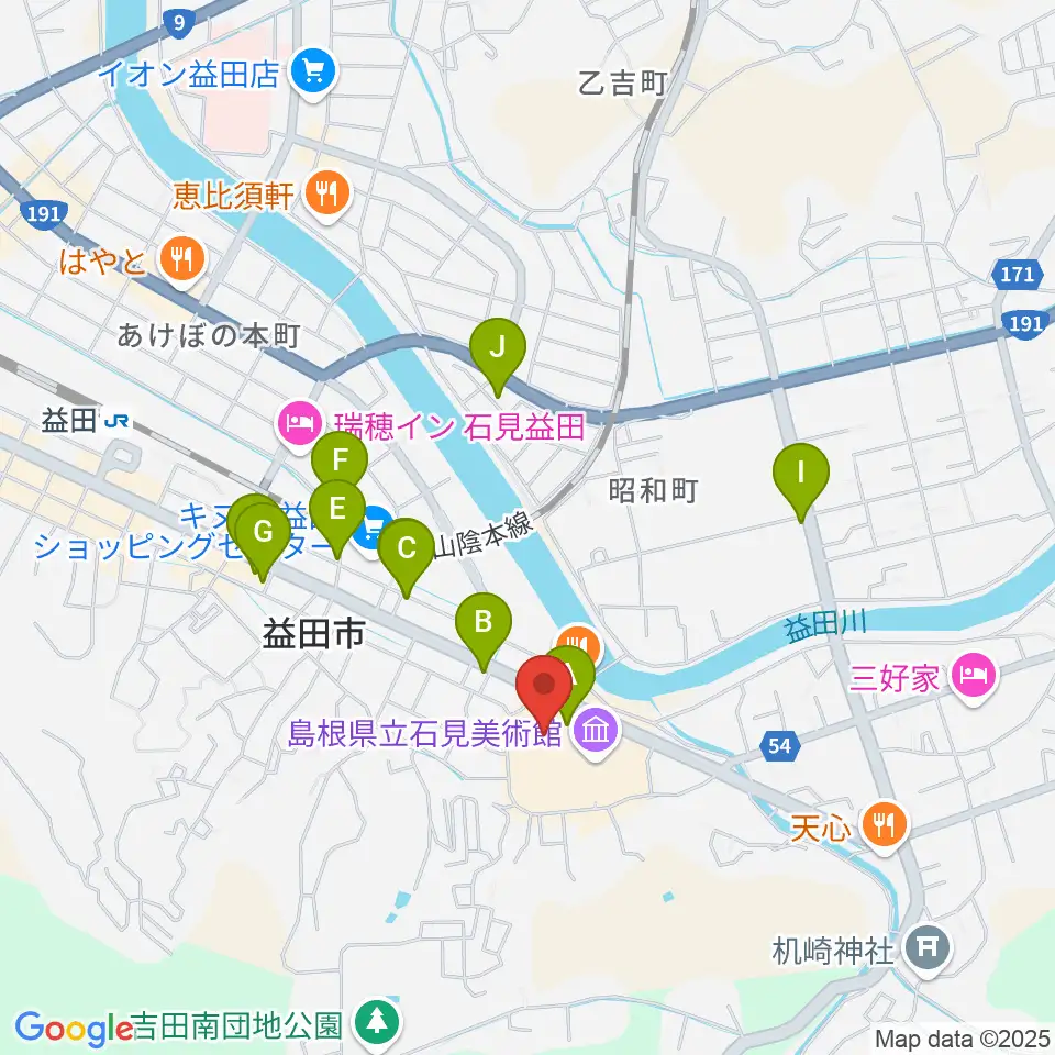 島根県立いわみ芸術劇場グラントワ周辺のファミレス・ファーストフード一覧地図