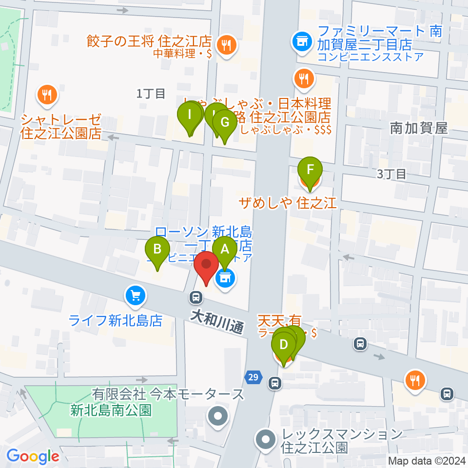 住之江スタジオ周辺のファミレス・ファーストフード一覧地図