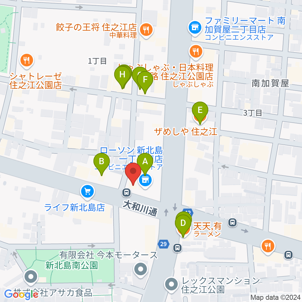 住之江スタジオ周辺のファミレス・ファーストフード一覧地図