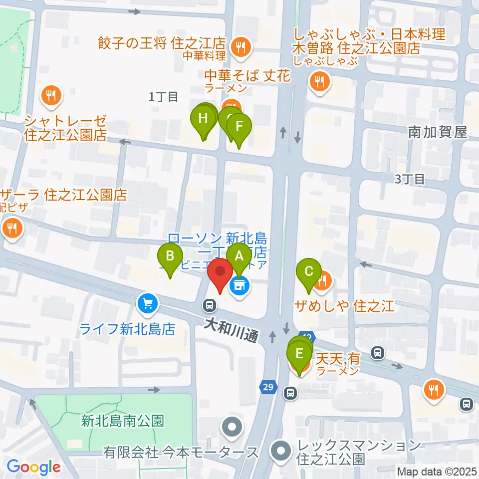 住之江スタジオ周辺のファミレス・ファーストフード一覧地図
