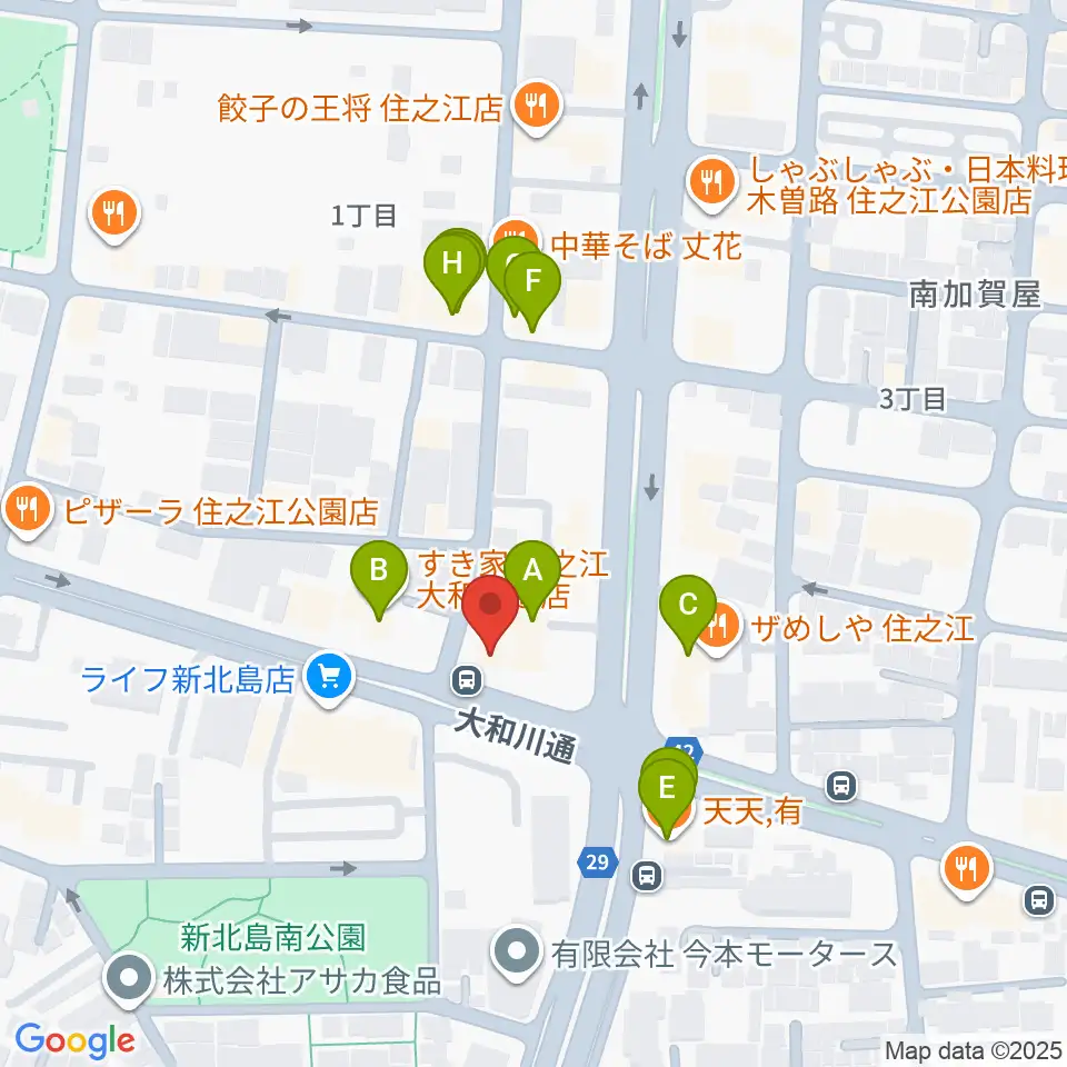 住之江スタジオ周辺のファミレス・ファーストフード一覧地図