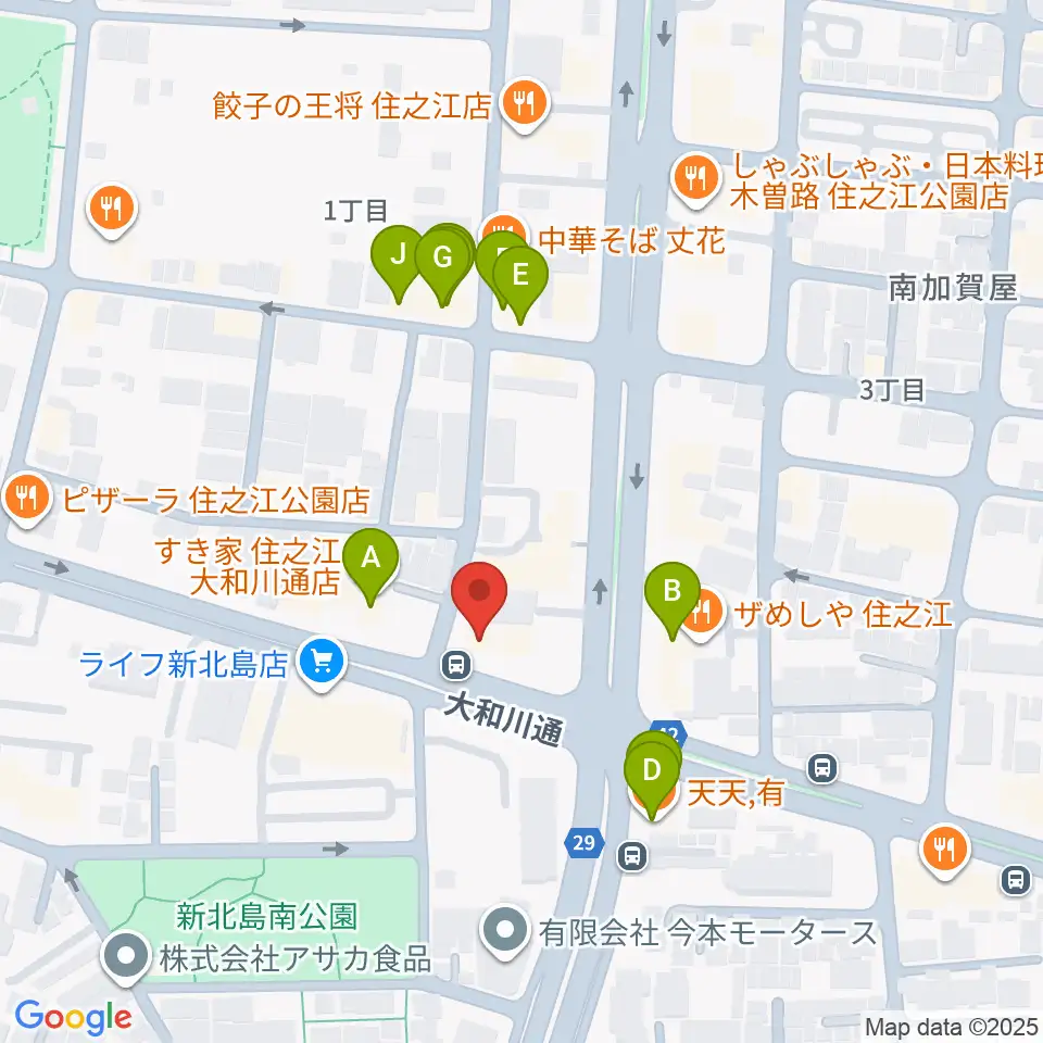 住之江スタジオ周辺のファミレス・ファーストフード一覧地図