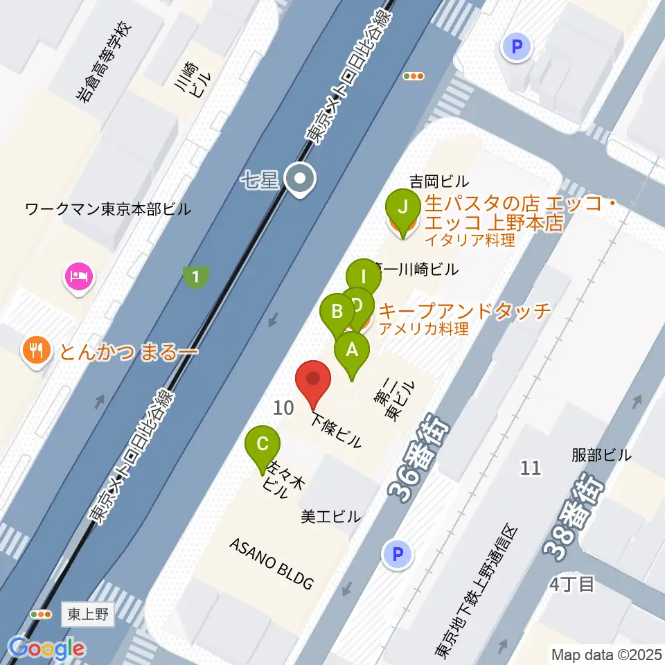 スタジオアンサンブル周辺のファミレス・ファーストフード一覧地図