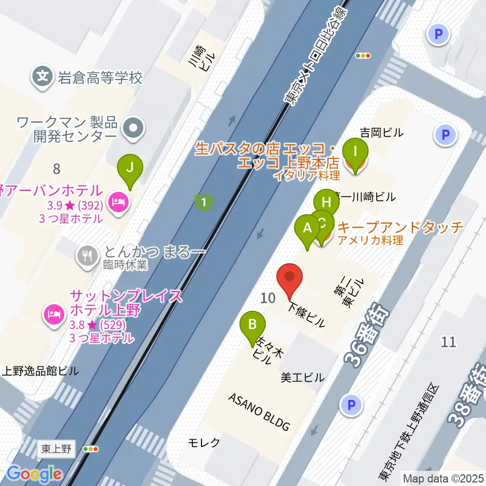 スタジオアンサンブル周辺のファミレス・ファーストフード一覧地図