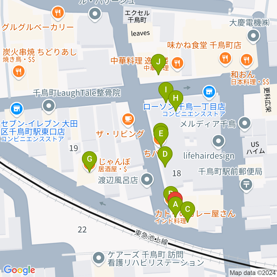 シティーバード音楽スタジオ周辺のファミレス・ファーストフード一覧地図