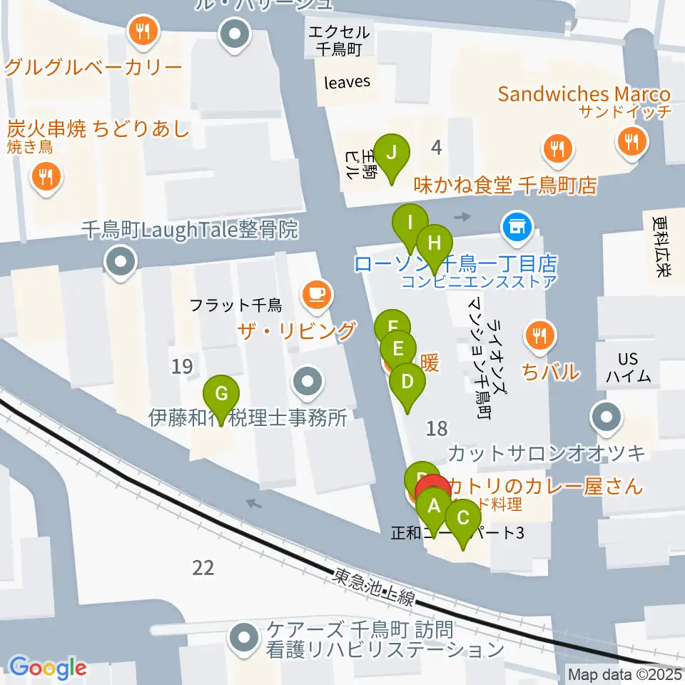 シティーバード音楽スタジオ周辺のファミレス・ファーストフード一覧地図
