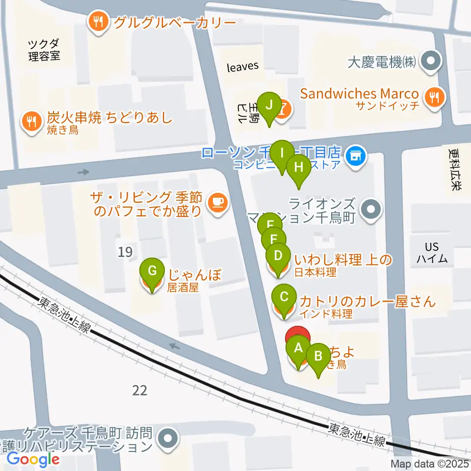 シティーバード音楽スタジオ周辺のファミレス・ファーストフード一覧地図