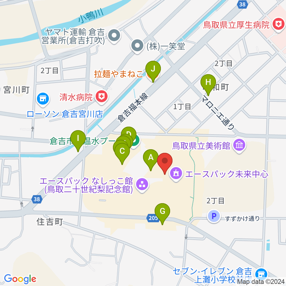 エースパック未来中心周辺のファミレス・ファーストフード一覧地図