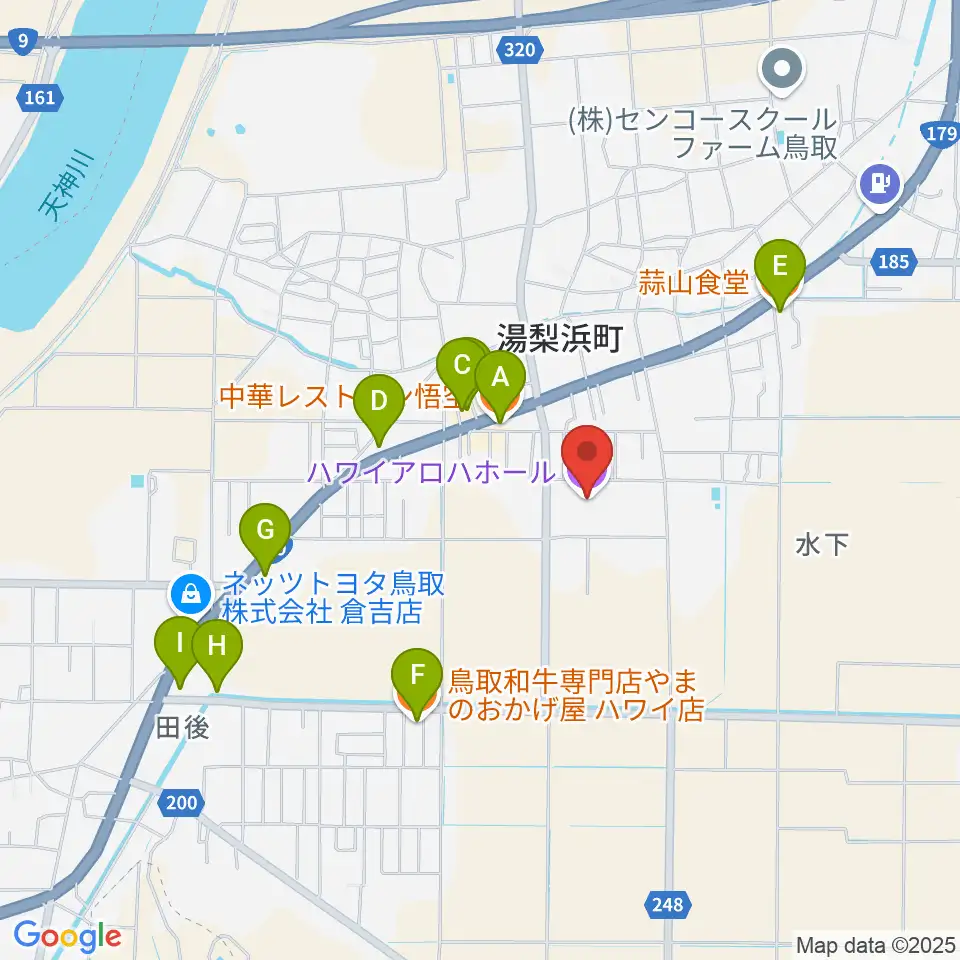ハワイアロハホール周辺のファミレス・ファーストフード一覧地図
