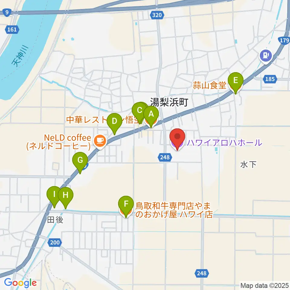 ハワイアロハホール周辺のファミレス・ファーストフード一覧地図