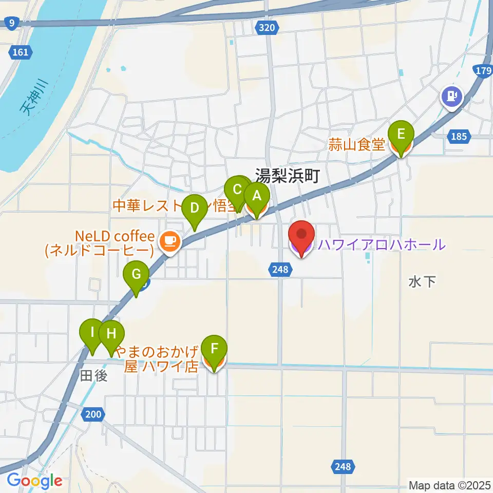 ハワイアロハホール周辺のファミレス・ファーストフード一覧地図