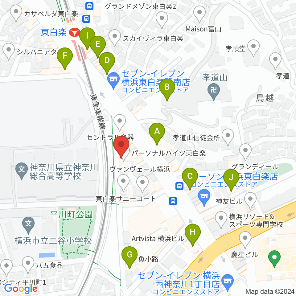 セントラル楽器周辺のファミレス・ファーストフード一覧地図