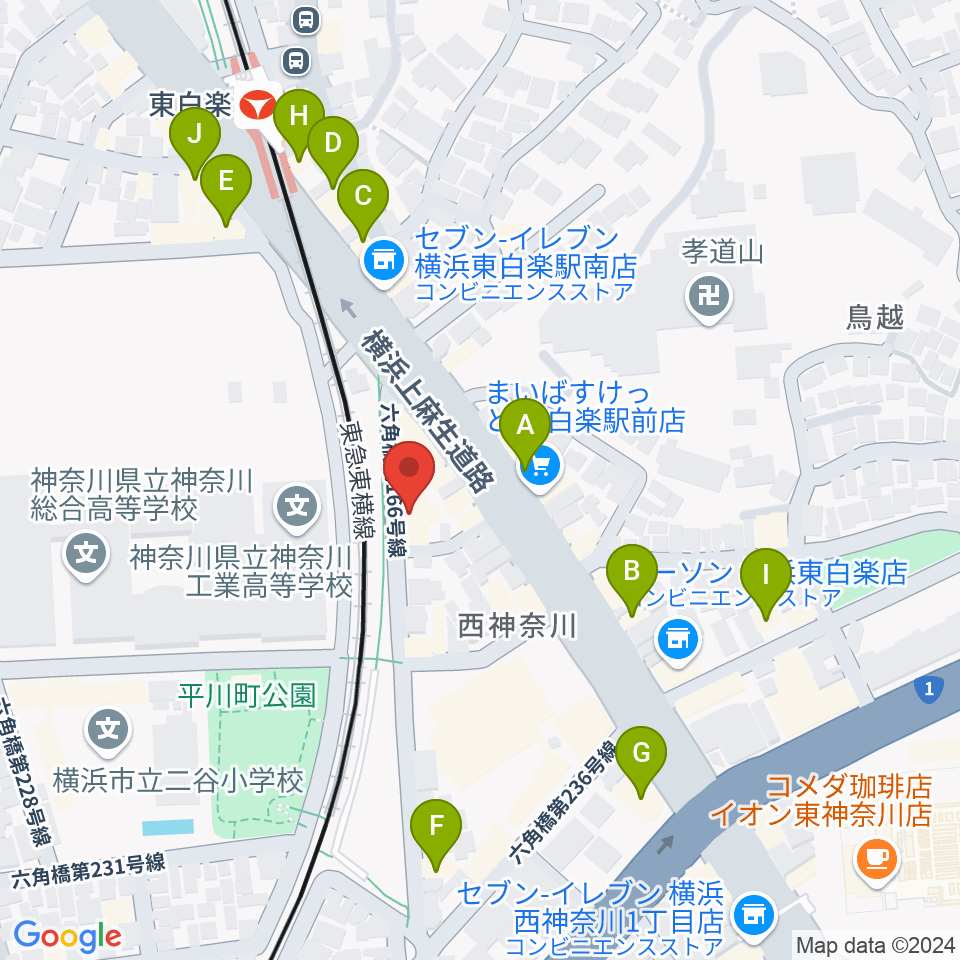 セントラル楽器周辺のファミレス・ファーストフード一覧地図