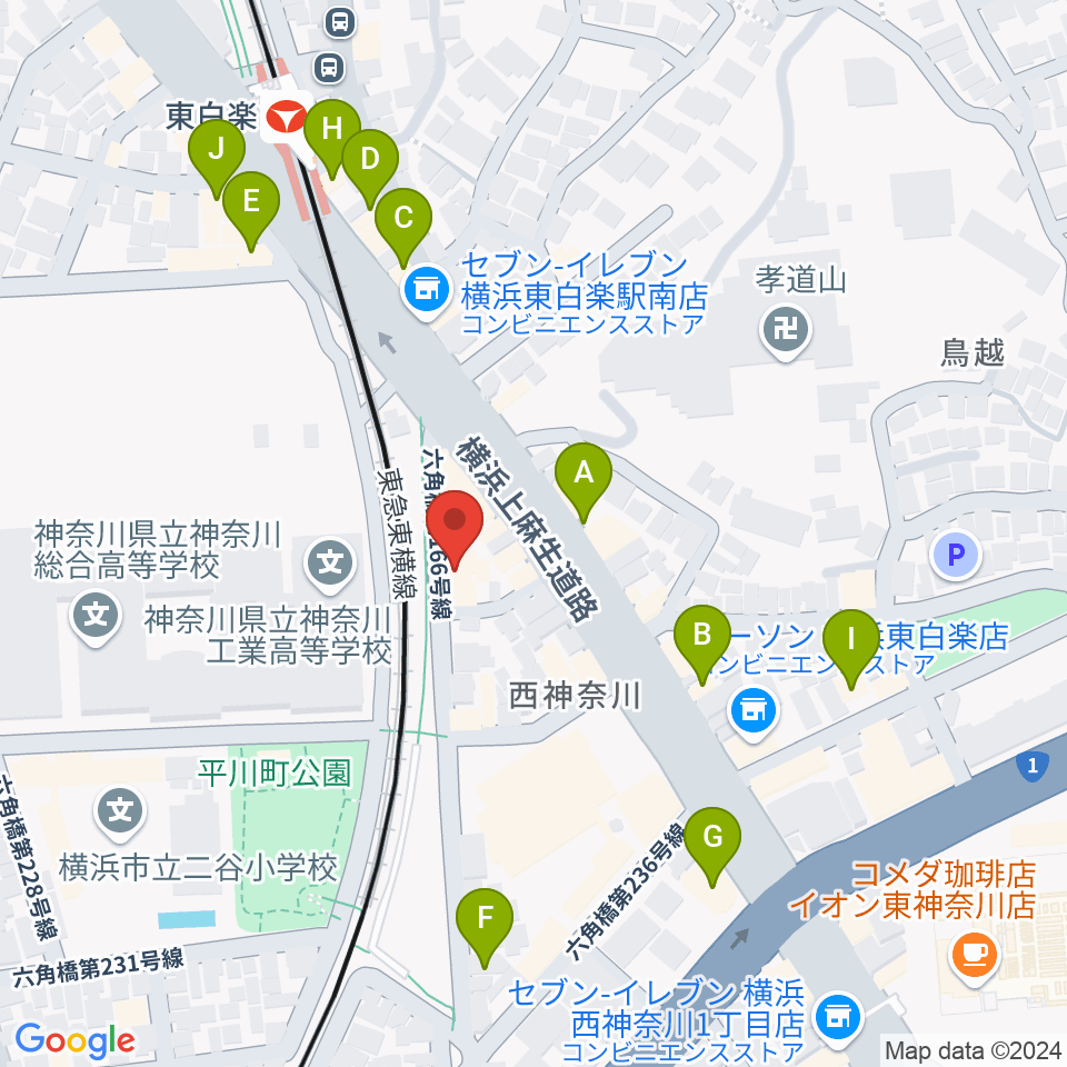 セントラル楽器周辺のファミレス・ファーストフード一覧地図