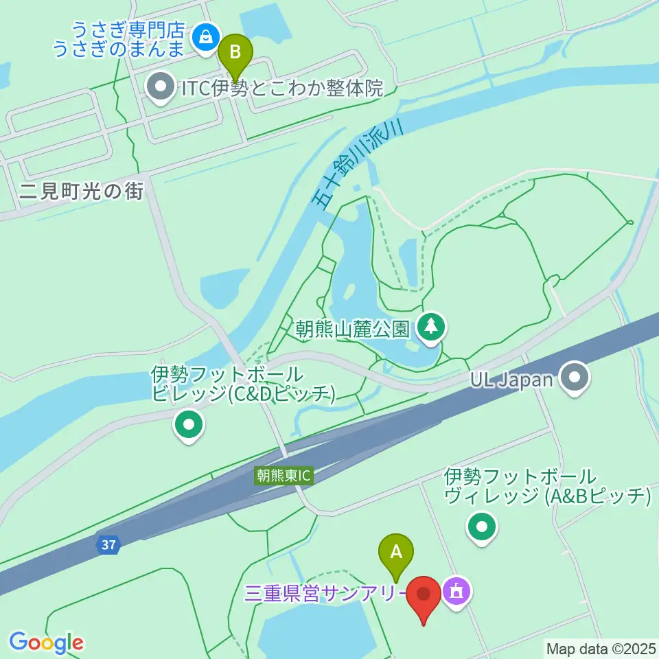 三重県営サンアリーナ周辺のファミレス・ファーストフード一覧地図