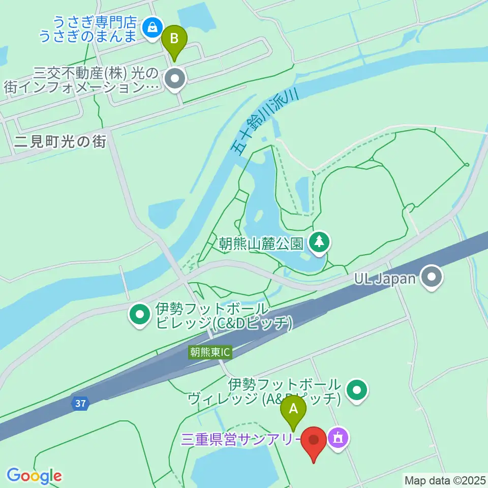 三重県営サンアリーナ周辺のファミレス・ファーストフード一覧地図
