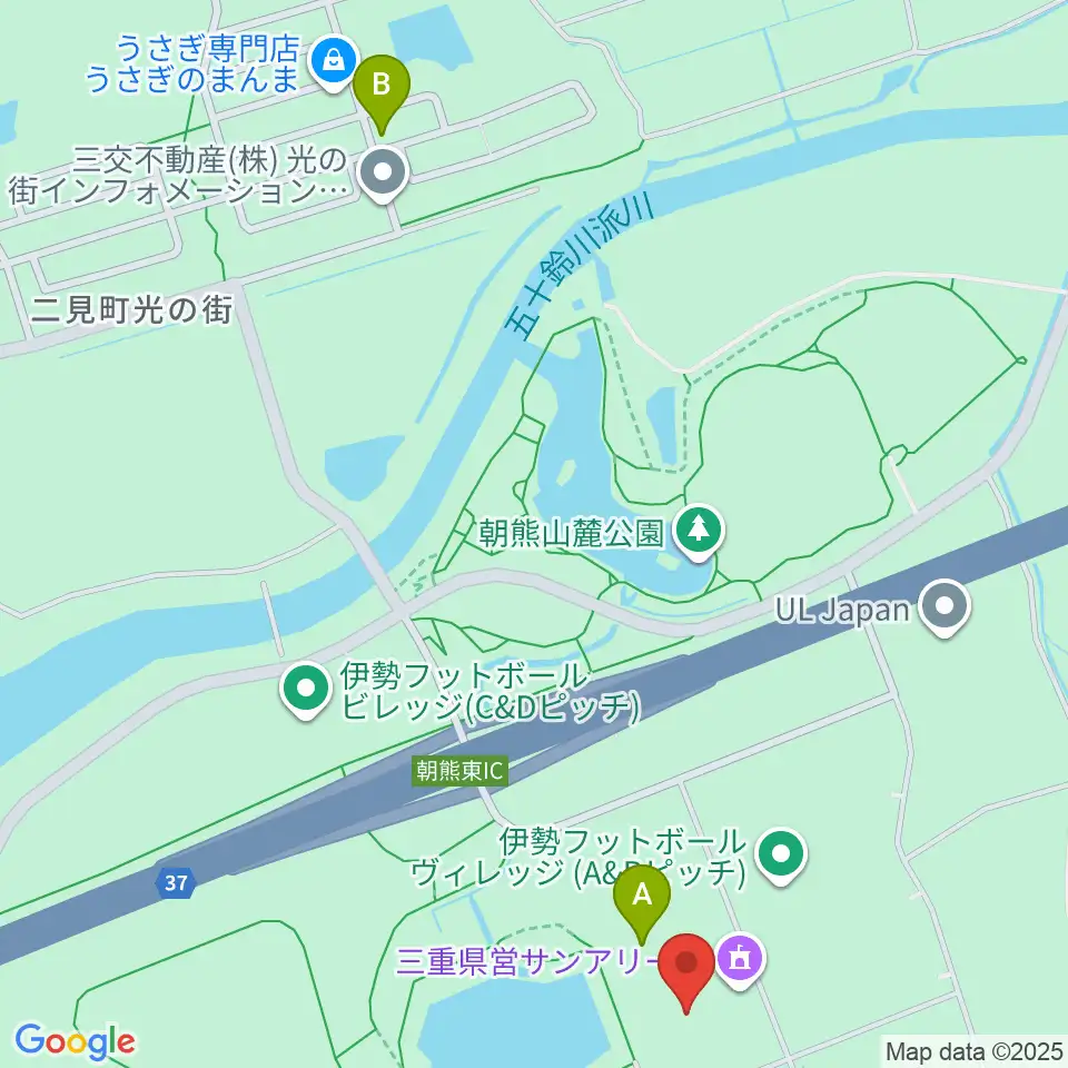三重県営サンアリーナ周辺のファミレス・ファーストフード一覧地図