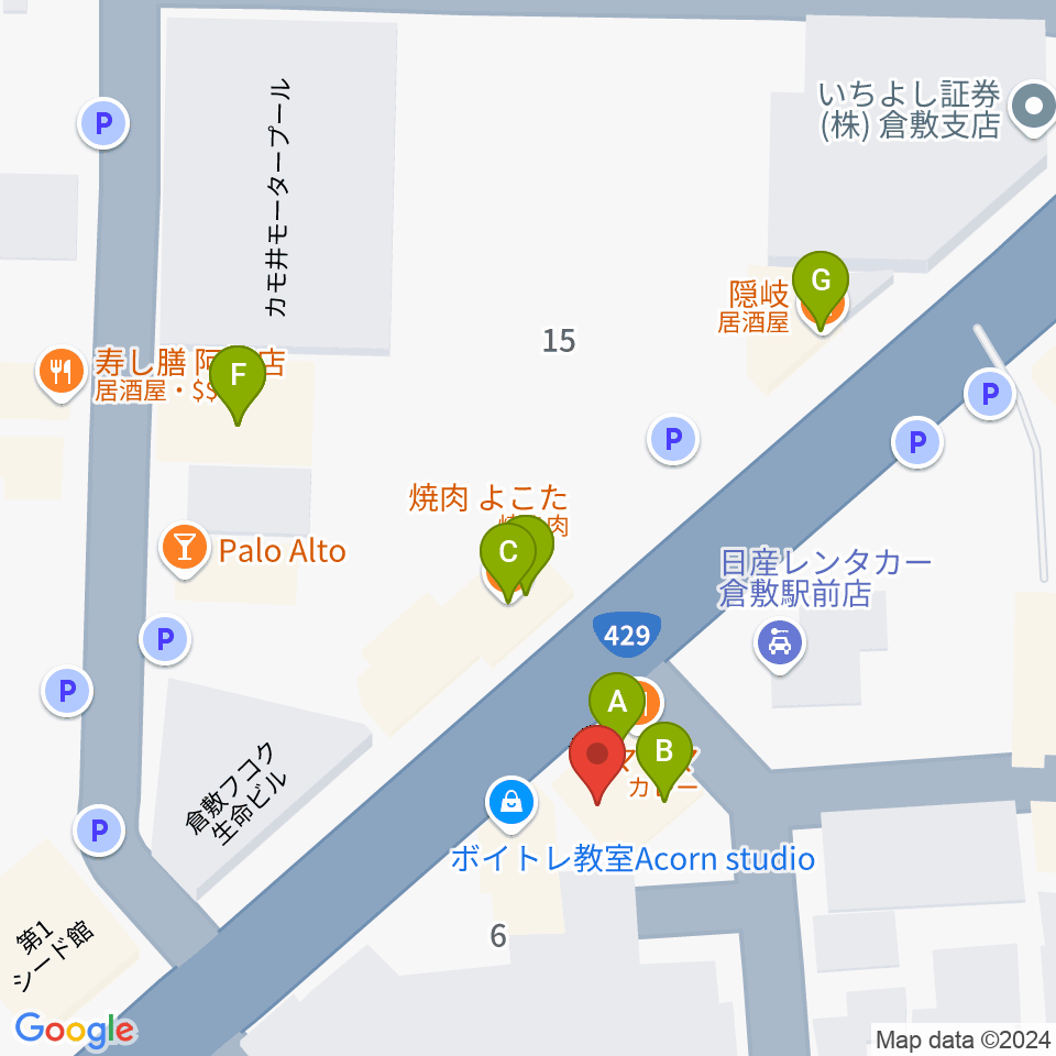 ライブハウス無限舎周辺のファミレス・ファーストフード一覧地図