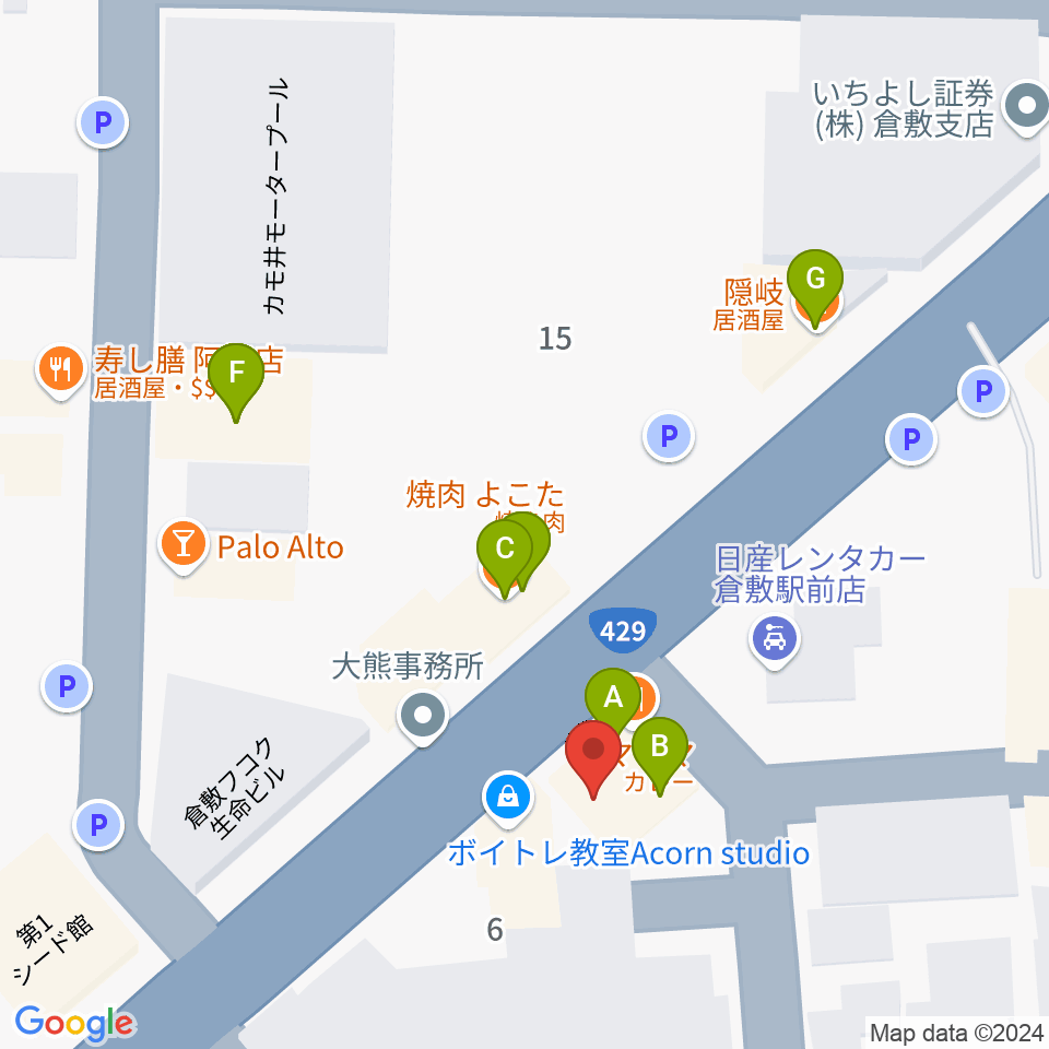 ライブハウス無限舎周辺のファミレス・ファーストフード一覧地図