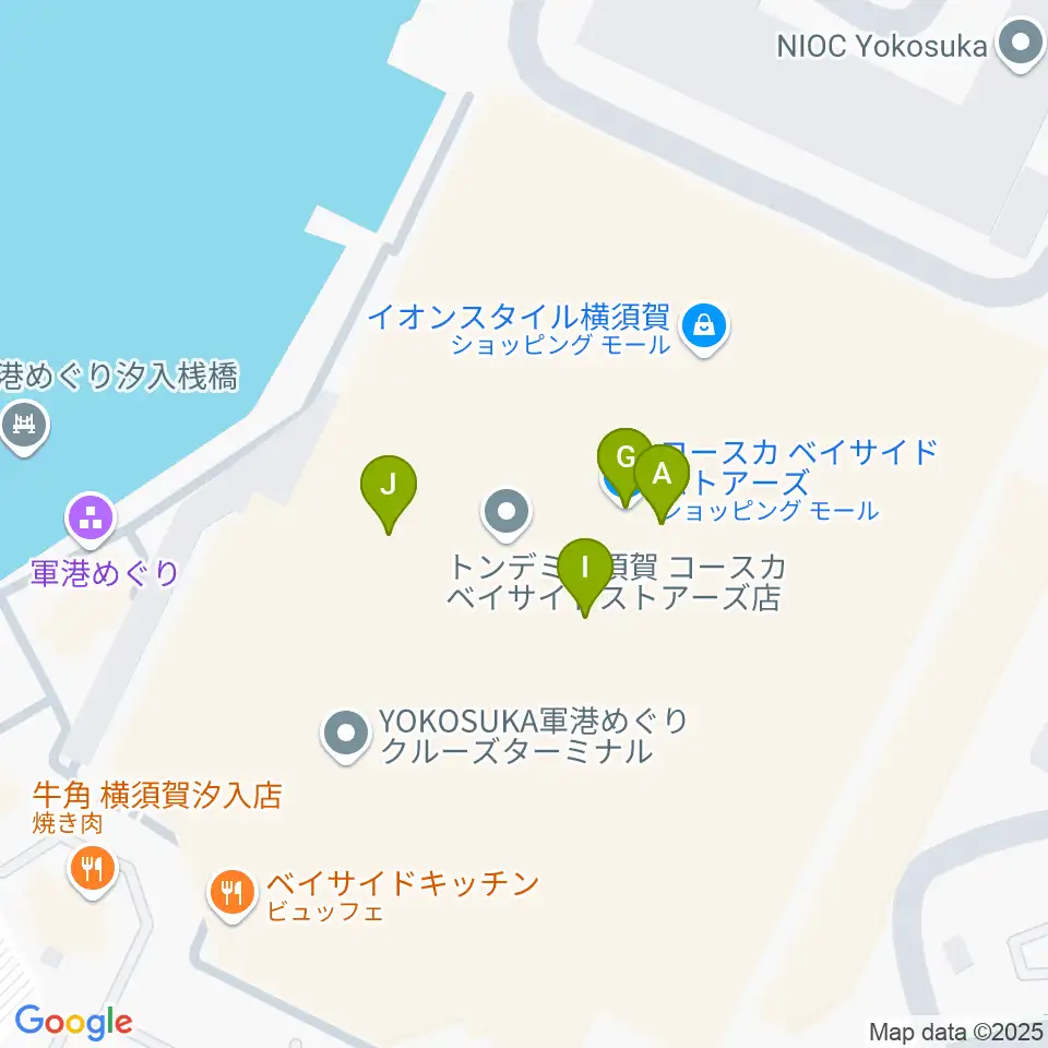 島村楽器 Coaska Bayside Stores横須賀店周辺のファミレス・ファーストフード一覧地図