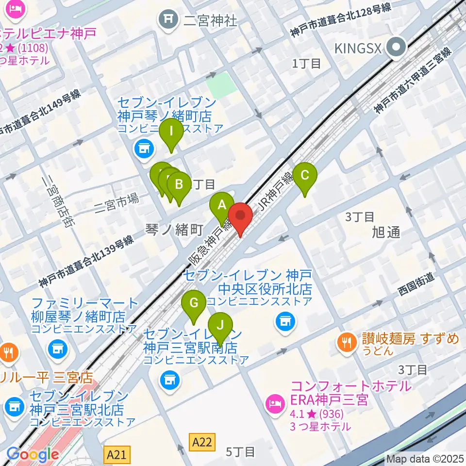 太陽と虎周辺のファミレス・ファーストフード一覧地図