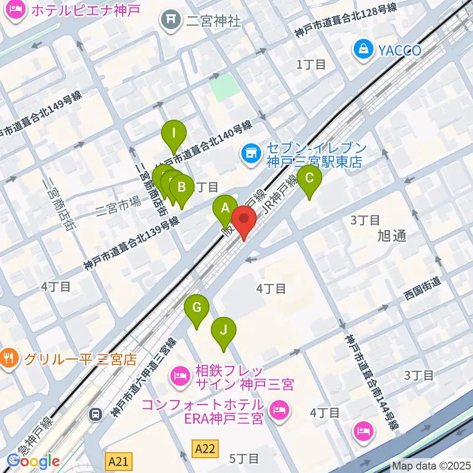 太陽と虎周辺のファミレス・ファーストフード一覧地図