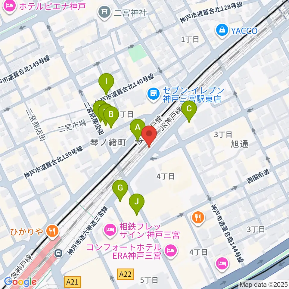 太陽と虎周辺のファミレス・ファーストフード一覧地図