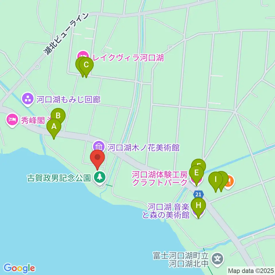 河口湖円形ホール周辺のファミレス・ファーストフード一覧地図