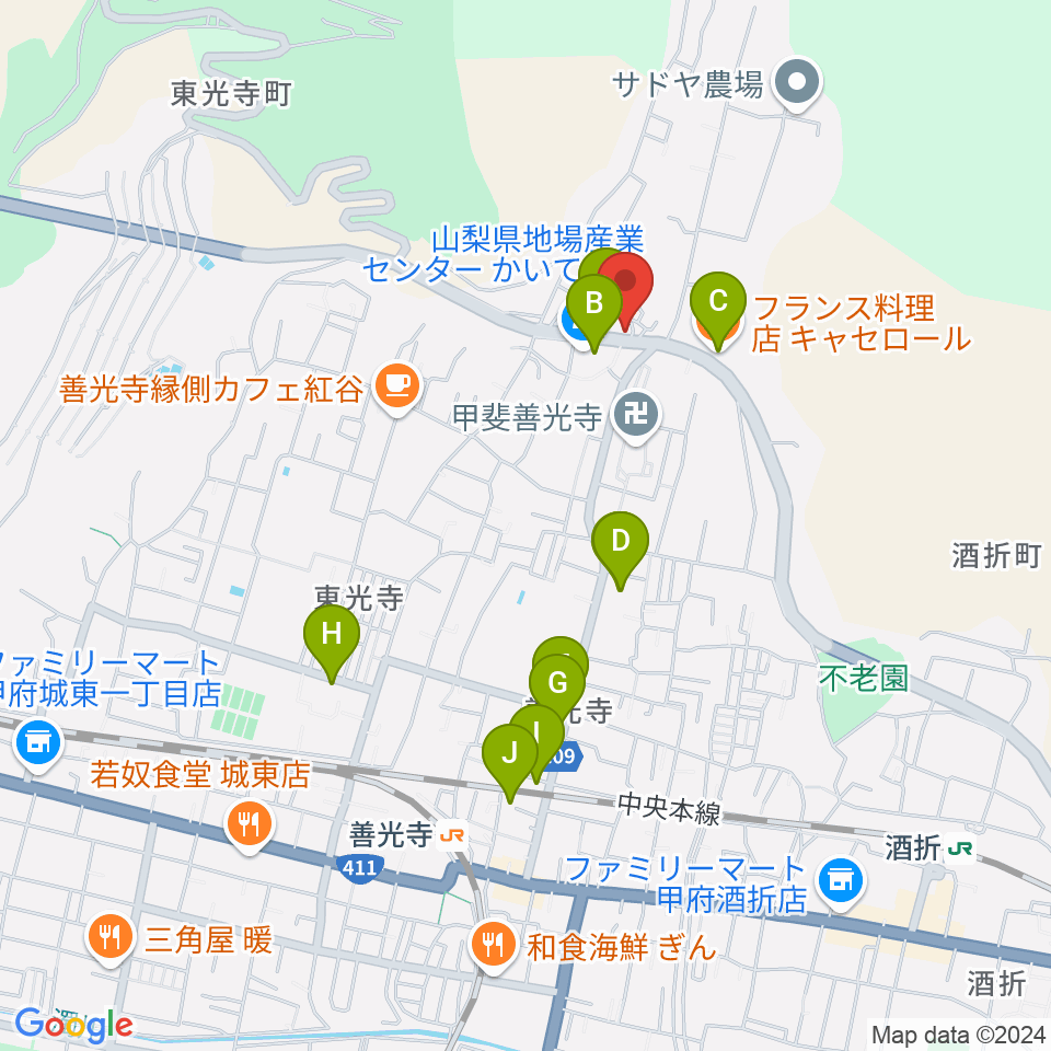 ハーパーズミル周辺のファミレス・ファーストフード一覧地図