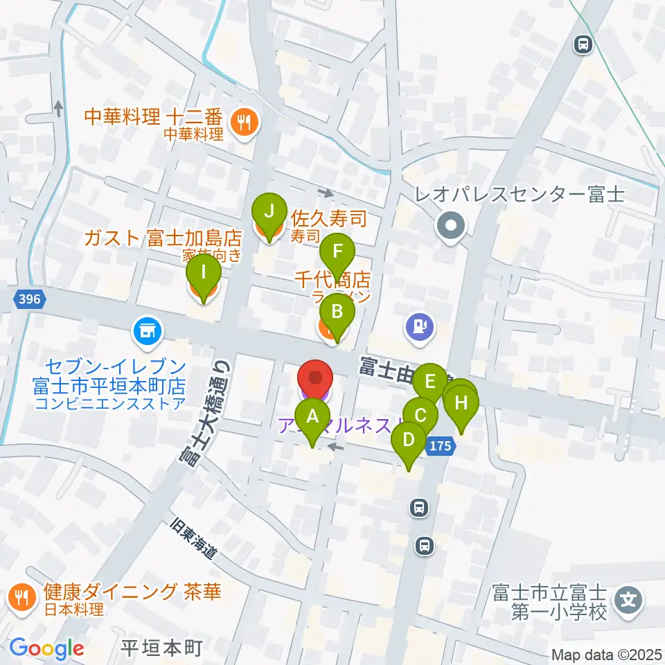 富士アニマルネスト周辺のファミレス・ファーストフード一覧地図