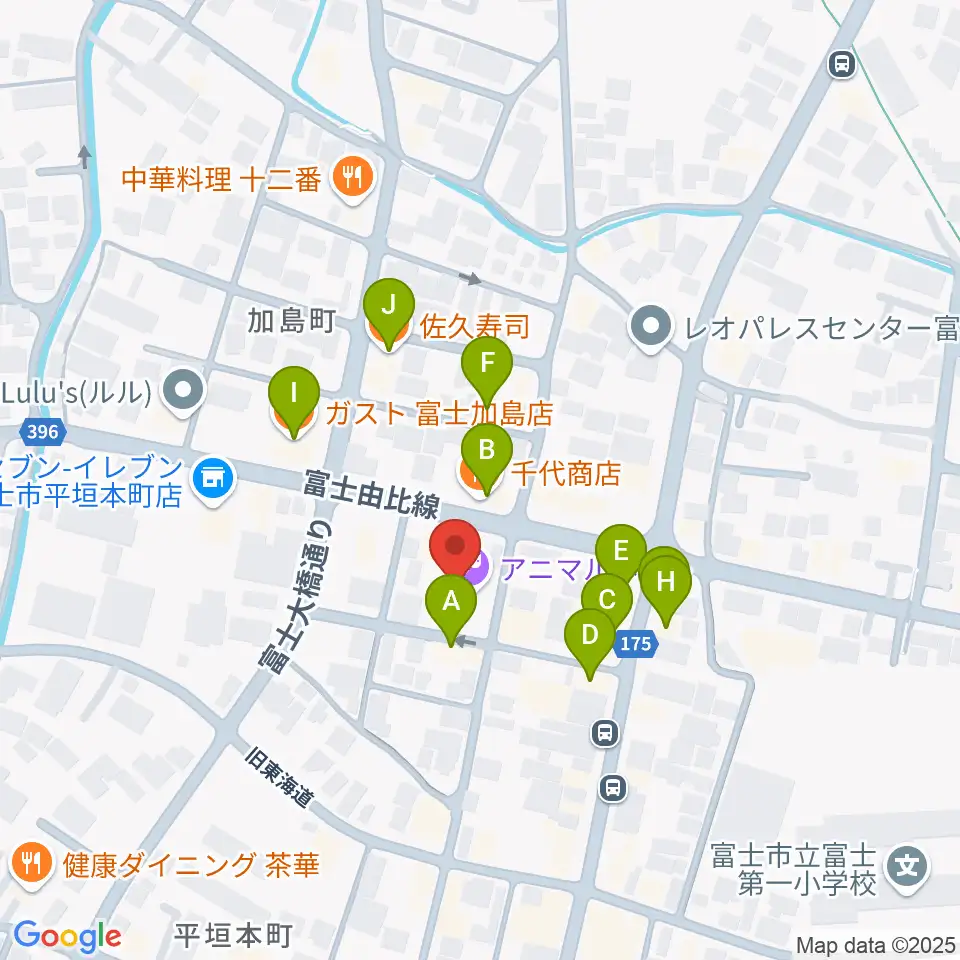 富士アニマルネスト周辺のファミレス・ファーストフード一覧地図