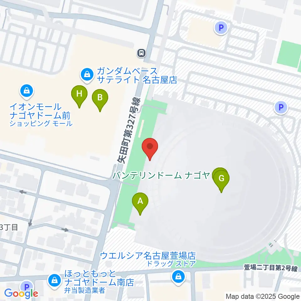 バンテリンドーム ナゴヤ周辺のファミレス・ファーストフード一覧地図