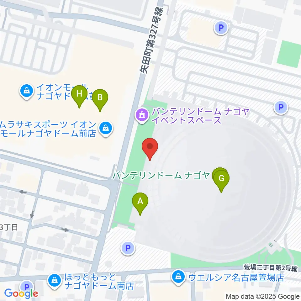バンテリンドーム ナゴヤ周辺のファミレス・ファーストフード一覧地図