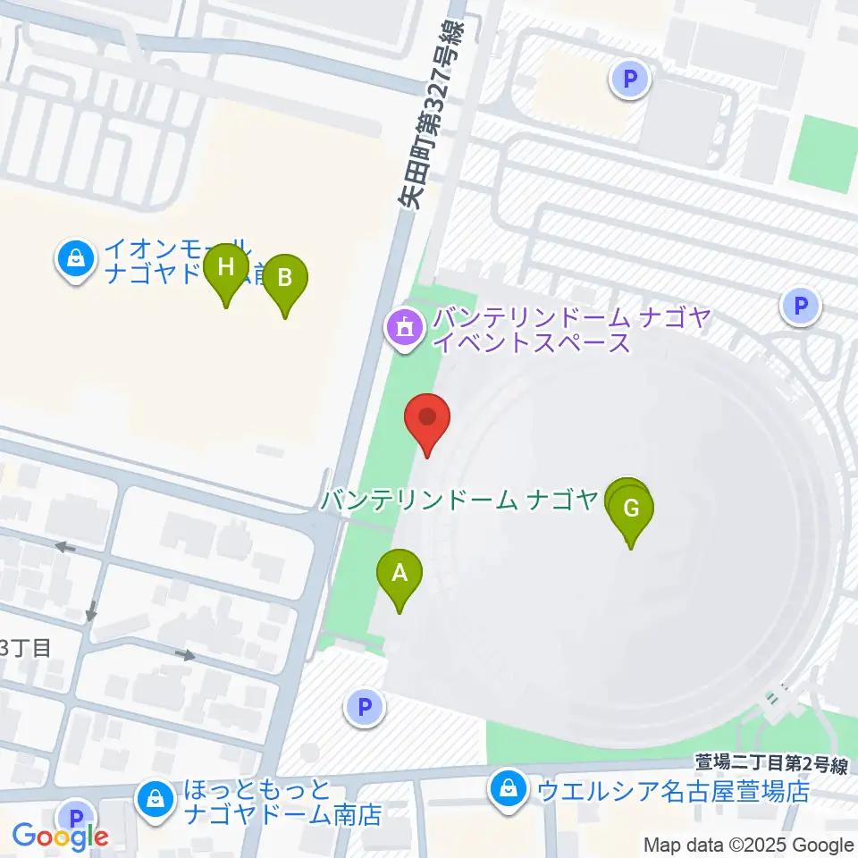 バンテリンドーム ナゴヤ周辺のファミレス・ファーストフード一覧地図