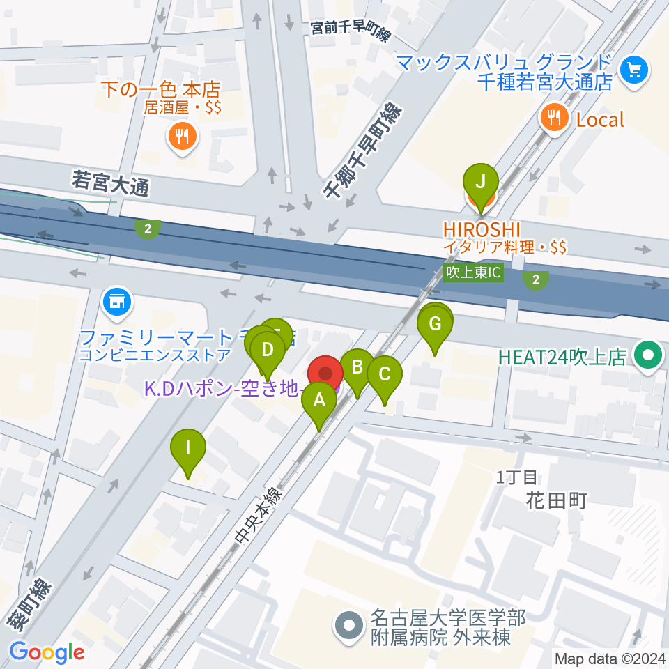 K・D ハポン周辺のファミレス・ファーストフード一覧地図