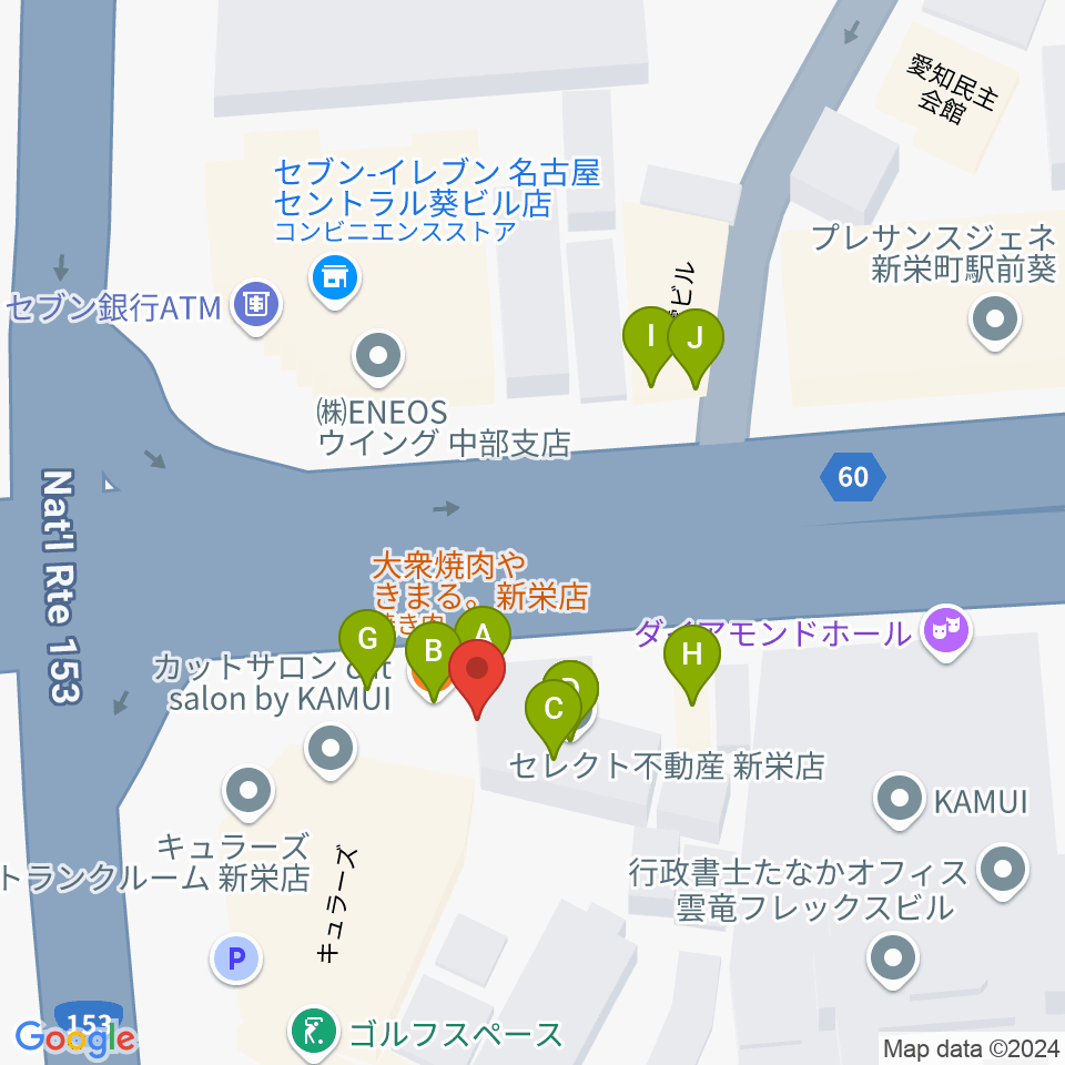 新栄OTIS'周辺のファミレス・ファーストフード一覧地図