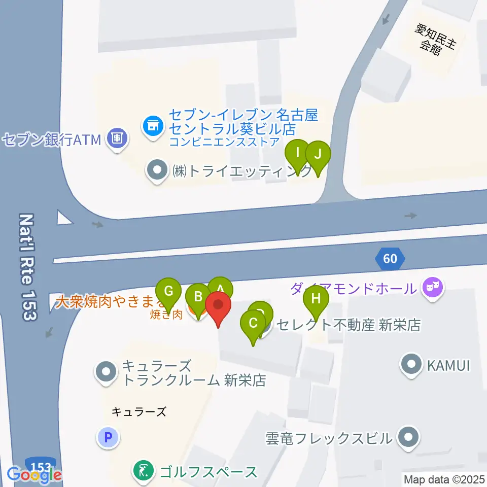 新栄OTIS'周辺のファミレス・ファーストフード一覧地図